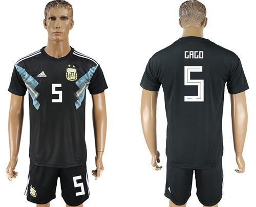 Argentina #5 Gago Away Soccer Country Jersey